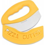 Premium Pizza Cutter Food Chopper-Super Sharp Blade Stainless Steel Pizza Cutter Rocker Slicer with Protective Sheath Multi Function Pizza Knife Kitchen Tools,Dishwasher Safe (Yellow)