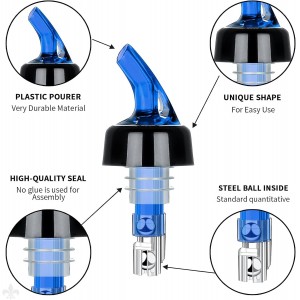 SuproBarware Liquor Bottle Pourers 1oz Set of 12 Measured Bottle Spirits Alcohol Pourers Automatic Measuring Wine Spouts Drink Liquor Measure Pourer for Cocktail Home Bar (4 Clear 4 Green 4 Blue)