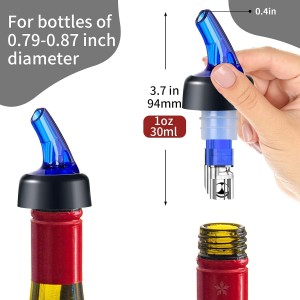 SuproBarware Liquor Bottle Pourers 1oz Set of 12 Measured Bottle Spirits Alcohol Pourers Automatic Measuring Wine Spouts Drink Liquor Measure Pourer for Cocktail Home Bar (4 Clear 4 Green 4 Blue)