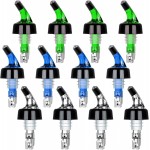 SuproBarware Liquor Bottle Pourers 1oz Set of 12 Measured Bottle Spirits Alcohol Pourers Automatic Measuring Wine Spouts Drink Liquor Measure Pourer for Cocktail Home Bar (4 Clear 4 Green 4 Blue)