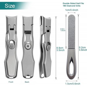 Nail Clippers for Men Thick Nails, Large Wide Jaw Opening Long Handle Heavy Duty Ultra Sharp Toe Nail Clippers with Catcher for Seniors,Adult,Women (Silver with File)