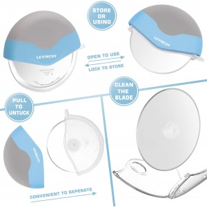 Pizza Cutter Wheel, Detachable Blade Easy to Clean, Ergonomic Pizza Slicer Cutter with Protective Blade Cover, Large Size, Blue