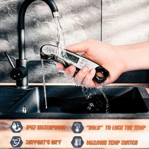 Digital Meat Thermometer, Waterproof Instant Read Food Thermometer for Cooking and Grilling, Kitchen Gadgets, Accessories with Backlight & Calibration for Candy, BBQ Grill, Liquids, Beef, Turkey…