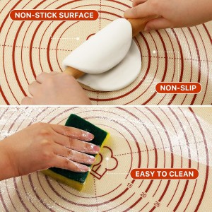 26x16 Inch Extra Thick Silicone Baking Mat with Measurements, Non-slip and Reusable - For Cookies, Bread, Pastry