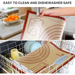 26x16 Inch Extra Thick Silicone Baking Mat with Measurements, Non-slip and Reusable - For Cookies, Bread, Pastry