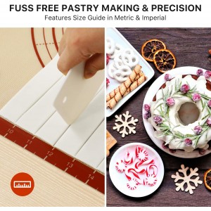 26x16 Inch Extra Thick Silicone Baking Mat with Measurements, Non-slip and Reusable - For Cookies, Bread, Pastry