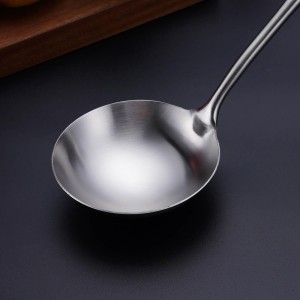 304 Stainless Steel Kitchen Utensils Set - 17” All Metal Cooking Tools, 6-Pcs Extra Long Handle Utensils with Spatula, Soup Ladle, Skimmer Spoon, Slotted Spatula Turner, Spaghetti Server, Solid Spoon