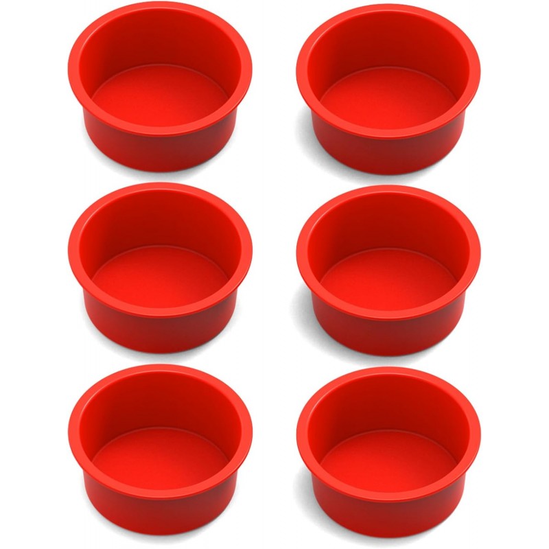 SILIVO 4 Inch Cake Pan (6 Pack) - Silicone Mini Smash Cake Pans, Nonstick Small Cake Pans for Smash Cake,Muffin and Egg Bites