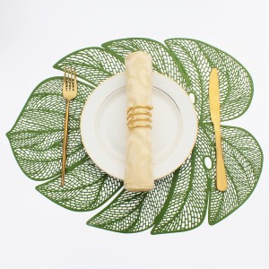 Evevda Green Leaf Shaped Vinyl Placemats...