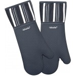 Silicone Oven Mitts Heat Resistant 550 Degree Extra Long Kitchen Gloves Pot Holders with Waterproof and Non-Silp for Baking Cooking Barbecue Microwave Machine Washable (Extra Long Grey, 2)