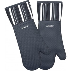 Silicone Oven Mitts Heat Resistant 550 D...