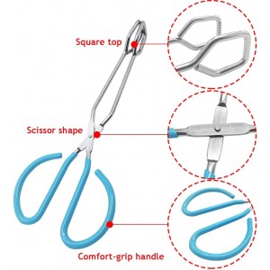 2 Pcs 10 Inch Scissor Food Tongs,Stainless Steel Kitchen Tongs Serving Tong with Comfort-Grip Handle for Cooking,Barbecue,Grilling,Heavy Duty Buffet Pliers