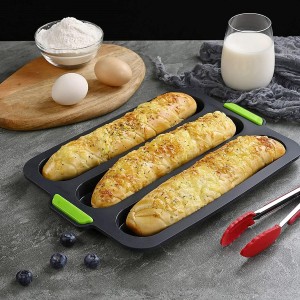 Silicone Baguette Pan Non-stick French Bread Baking Mould, 3 Wave Loaves Loaf Bake Mold Toast Cooking Bakers Roll Pan Sandwich Mold French Baguette Bread(Grey B)