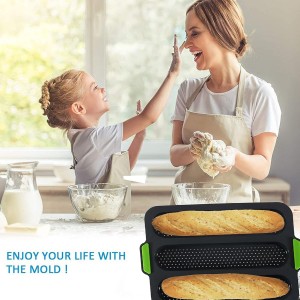 Silicone Baguette Pan Non-stick French Bread Baking Mould, 3 Wave Loaves Loaf Bake Mold Toast Cooking Bakers Roll Pan Sandwich Mold French Baguette Bread(Grey B)