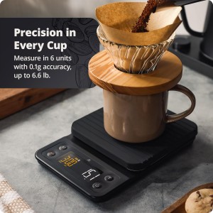 Greater Goods Coffee Scale with Timer – 0.1g Precision Digital Coffee & Espresso Scale for Pour-Over, Coffee Bean Weighing, Barista Brewing, Waterproof Cover, 3kg Capacity (Onyx Black)