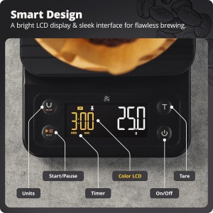 Greater Goods Coffee Scale with Timer – 0.1g Precision Digital Coffee & Espresso Scale for Pour-Over, Coffee Bean Weighing, Barista Brewing, Waterproof Cover, 3kg Capacity (Onyx Black)