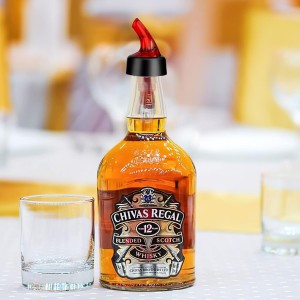 Automatic Measured Bottle Pourer - Quick Shot Spirit Liquor Pour Spouts with Dust Caps for Wine Cocktail Beverages - Ideal Home Bar Tools 1.5 oz / 45ml (Red, 12 Pack)