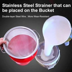 Fine Mesh Paint Strainer 60 Mesh Stainless Steel Paint Filter Emulsion Honey Funnel Filter Cover Fits 5 Gallon Paint Bucket Filter Tool Insert Strains