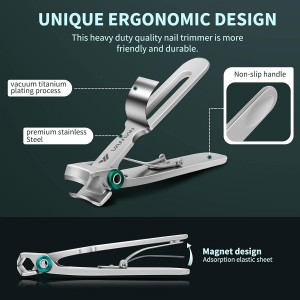 Nail Clippers for Thick Nails, 16mm Wide Jaw Opening Oversized Toenail Clippers Cutter with Sharp Curved Blade and Nail File, Heavy Duty Stainless Steel Fingernail Clippers for Seniors Elderly
