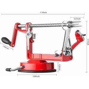 Apple Peeler Corer, Long lasting Chrome Cast Magnesium Alloy Apple Peeler Slicer Corer with Stainless Steel Blades and Powerful Suction Base for Apples and Potato(Red)