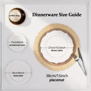 FunWheat Burlap Round Braided Placemats Set of 12 for Dining Tables 15 Inch Heat Resistant Jute Table Mats Farmhouse Woven Fabric Natural Place mats for Fall Decorations Indoor Outdoor(Beige)