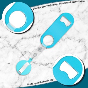 Honoson 8 Pieces Retractable Flat Bottle Opener Bartender Beer Opener with Round Badge Reel Clips Holder Bar Keys for Bartender Gifts Kitchen Home Party Supplies (Classic,Multicolor)