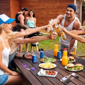 Honoson 8 Pieces Retractable Flat Bottle Opener Bartender Beer Opener with Round Badge Reel Clips Holder Bar Keys for Bartender Gifts Kitchen Home Party Supplies (Classic,Multicolor)