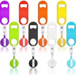 Honoson 8 Pieces Retractable Flat Bottle Opener Bartender Beer Opener with Round Badge Reel Clips Holder Bar Keys for Bartender Gifts Kitchen Home Party Supplies (Classic,Multicolor)