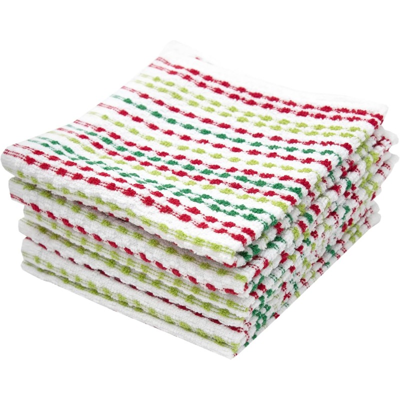 Ritz Pebble Bar Mop Towels: Highly Absorbent and Super Soft, 100% Cotton, Durable Super Absorbent Kitchen Bar Towels for Wiping Tables and Counters, 12x12, 6-Pack, Holiday