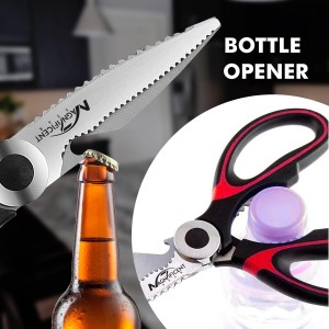Magnificent Latest Heavy Duty Sharp Kitchen Scissors with Safety Cover and Gift, Multi-Function Kitchen Tool, Utility Kitchen Scissor, Shears for Poultry Fish Meat Vegetables Bone BBQ Nuts (RED)