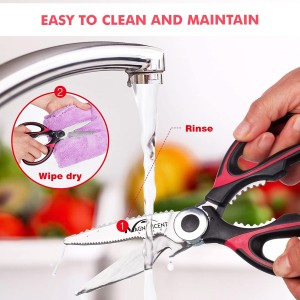 Magnificent Latest Heavy Duty Sharp Kitchen Scissors with Safety Cover and Gift, Multi-Function Kitchen Tool, Utility Kitchen Scissor, Shears for Poultry Fish Meat Vegetables Bone BBQ Nuts (RED)
