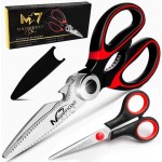 Magnificent Latest Heavy Duty Sharp Kitchen Scissors with Safety Cover and Gift, Multi-Function Kitchen Tool, Utility Kitchen Scissor, Shears for Poultry Fish Meat Vegetables Bone BBQ Nuts (RED)