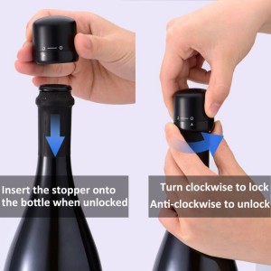 Wine Stopper 2-Pack, Silicone Sealed Wine Bottle Stopper, Twist-to-Seal Reusable Wine Sealer, Leak Proof Wine Toppers Stopper Keeps Wine Fresh, Black
