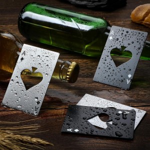 Chumia Poker Card Bottle Openers Stainless Steel Poker Card Beer Ace Bottle Cap Openers for Wedding Birthday Party Bridal Shower Table Tools Supplies(Silver, Black,24 Pieces)