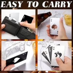 Chumia Poker Card Bottle Openers Stainless Steel Poker Card Beer Ace Bottle Cap Openers for Wedding Birthday Party Bridal Shower Table Tools Supplies(Silver, Black,24 Pieces)