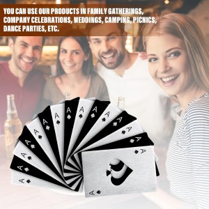Chumia Poker Card Bottle Openers Stainless Steel Poker Card Beer Ace Bottle Cap Openers for Wedding Birthday Party Bridal Shower Table Tools Supplies(Silver, Black,24 Pieces)