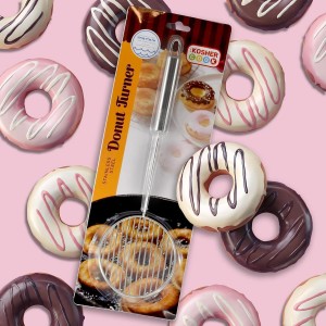 The Kosher Cook Donut Turner Oil Skimmer Spoon, Stainless Steel Slotted Spoon, Large Food Grade Spider Strainer for Draining and Frying