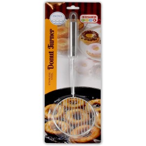 The Kosher Cook Donut Turner Oil Skimmer Spoon, Stainless Steel Slotted Spoon, Large Food Grade Spider Strainer for Draining and Frying