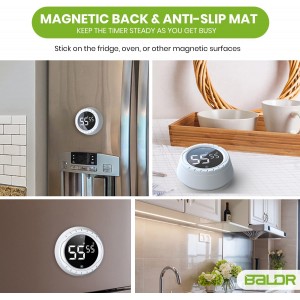 BALDR Digital Kitchen Timer with Rotating Desk Display, Strong Magnet, Count Up/Down & Beeping Alerts - Productivity Timer & Magnetic Timers for Classroom and Kitchen (White)