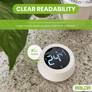 BALDR Digital Kitchen Timer with Rotating Desk Display, Strong Magnet, Count Up/Down & Beeping Alerts - Productivity Timer & Magnetic Timers for Classroom and Kitchen (White)