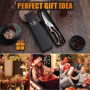 Poultry Shears, Heavy Duty Kitchen Shears with Serrated Edge, No Rust Spring Loaded, Multipurpose Stainless Steel Kitchen Scissors for Chicken, Bone, Meat, Turkey, Fish Thanksgiving Christmas Gifts