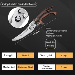 Poultry Shears, Heavy Duty Kitchen Shears with Serrated Edge, No Rust Spring Loaded, Multipurpose Stainless Steel Kitchen Scissors for Chicken, Bone, Meat, Turkey, Fish Thanksgiving Christmas Gifts