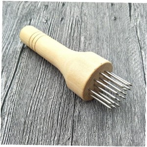 Stainless Steel Meat Mallet Meat Needle Tenderizer with Wood Handle Kitchen Food Processing Gadget for Beef Pork