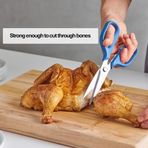 Misen Heavy Duty Kitchen Shears - Stainless Steel, Versatile and Easy Clean Scissors for Meat, Herbs and Veggies - Ambidextrous Comfort Handle - Professional Grade - Blue