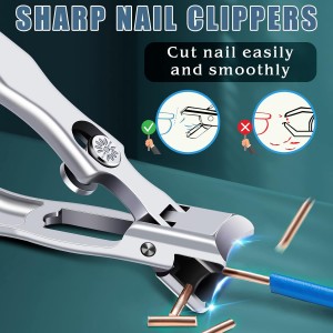 German Nail Clippers for Men with Catcher, Heavy Duty Toe Nail Clippers for Thick Nails Seniors, Portable Ultra Sharp Fingernail Clippers with Wide Mouth, Anti Splash Stainless Steel Nail Cutter