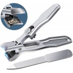 German Nail Clippers for Men with Catcher, Heavy Duty Toe Nail Clippers for Thick Nails Seniors, Portable Ultra Sharp Fingernail Clippers with Wide Mouth, Anti Splash Stainless Steel Nail Cutter