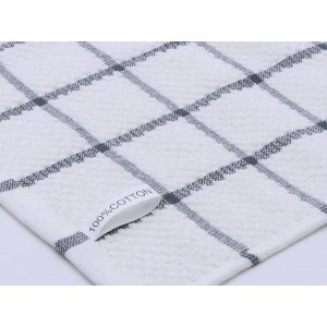 Cotton Grid Dish Cloths, Terry Cleaning Rags, 12 x 12 Inches, Light and Soft, Quick Drying Dish Rags, 8pc/Set (Grey)