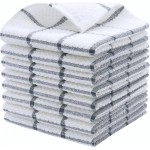 Cotton Grid Dish Cloths, Terry Cleaning Rags, 12 x 12 Inches, Light and Soft, Quick Drying Dish Rags, 8pc/Set (Grey)