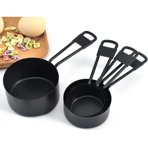 9PCS Black Stainless Steel Measuring Cups and Spoons Set, Heavy Duty Measuring Cup Set