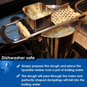 Premium Grade Stainless Steel Spaetzle Maker with Comfort Grip Handle, Stainless Steel Spider Strainer Skimmer Spoon Pasta Strainer, Homemade German Egg Noodle Dumpling Making Tool Set